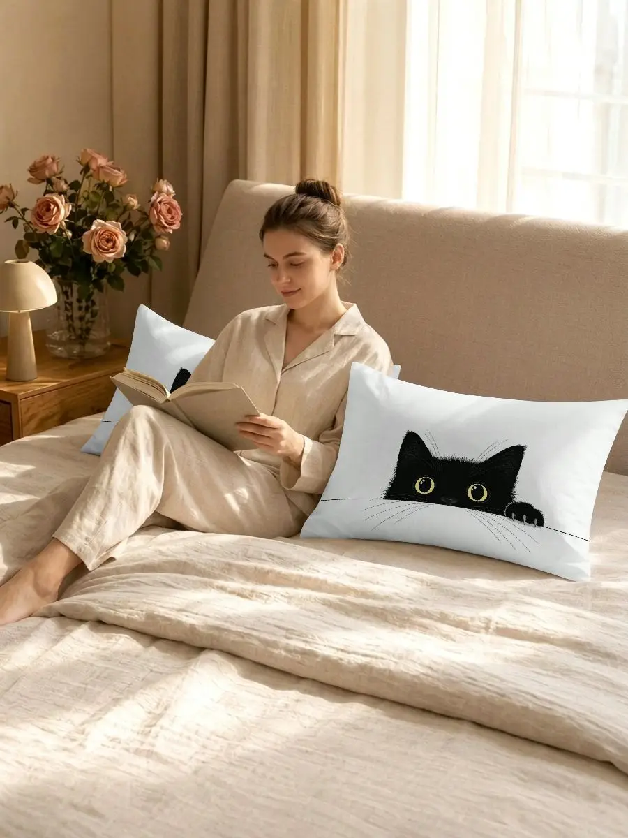 2 Pieces Cushion Throw Pillow Covers, Double Sided Print Decorative Pillow Cases for Couch Bedroom Decoration