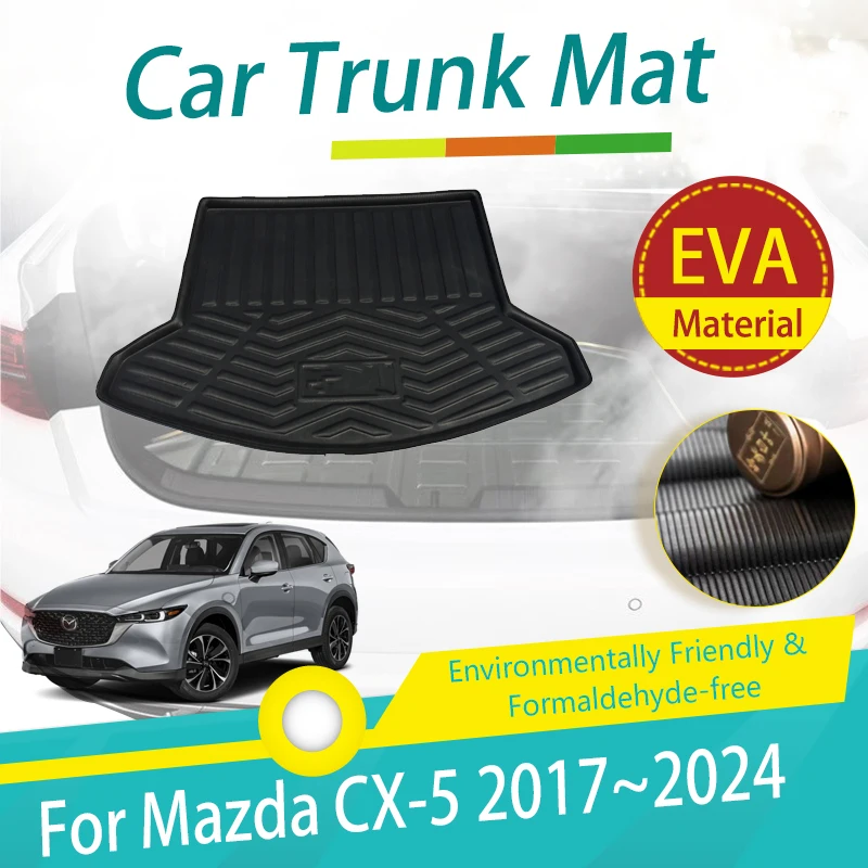 Car Trunk Mats For Mazda CX-5 CX5 CX 5 KF MK2 2017~2024 Anti-dirty Boot Carpet EVA Cargo Suitcase Rugs Auto Interior Accessories