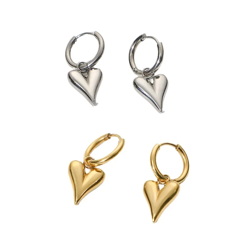 Titanium Steel Earrings Easy-to-use Hoop Buckle Exquisite Craftsmanship French Women Metal Heart Earrings High-end Earrings