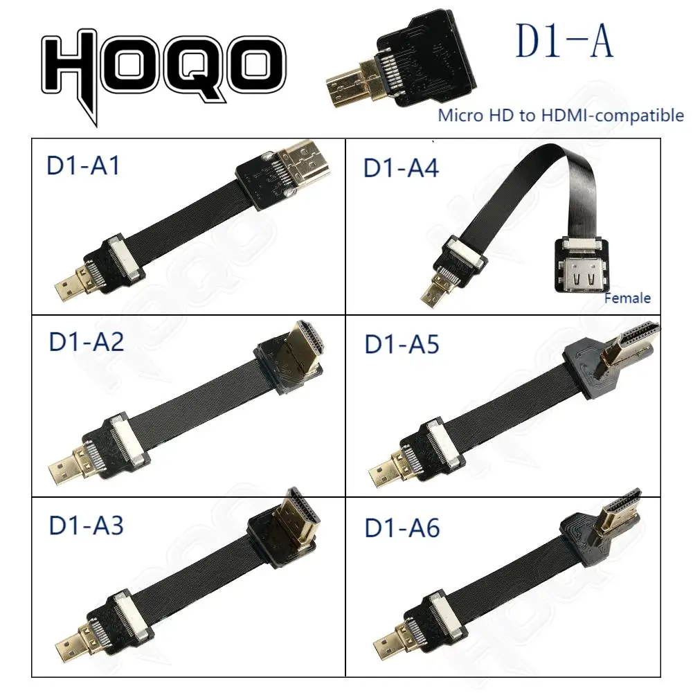 라스베리 파이 리본 평면 FPV HD 커넥터 케이블 마이크로 HD HD/미니 HD 90도 5cm-80cm FFC 피치 20pin 플러그 커넥터