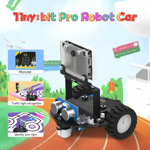 BBC Microbit V2 Mini Smart Robot Car AI Visual Recognition Automatic Driving With K210 Module Programming Set Electronic DIY Kit