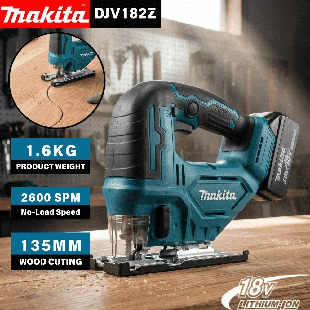 Makita DJV182 Lightweight 18V Jig Saw Adjustable Bevel Base For Home DIY Woodworking Furniture Craft Cutting Tool