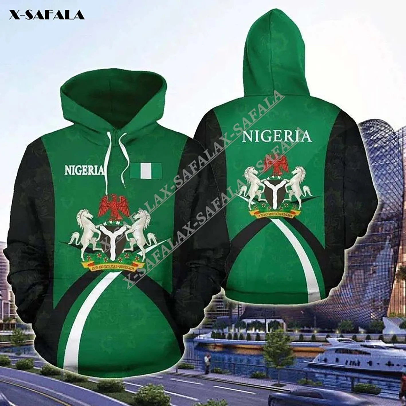 

Nigeria Coat Of Arms Country Flag 3D Print Soft Comfortable Hoodie Men Pullover Tracksuit Outwear Casual Top