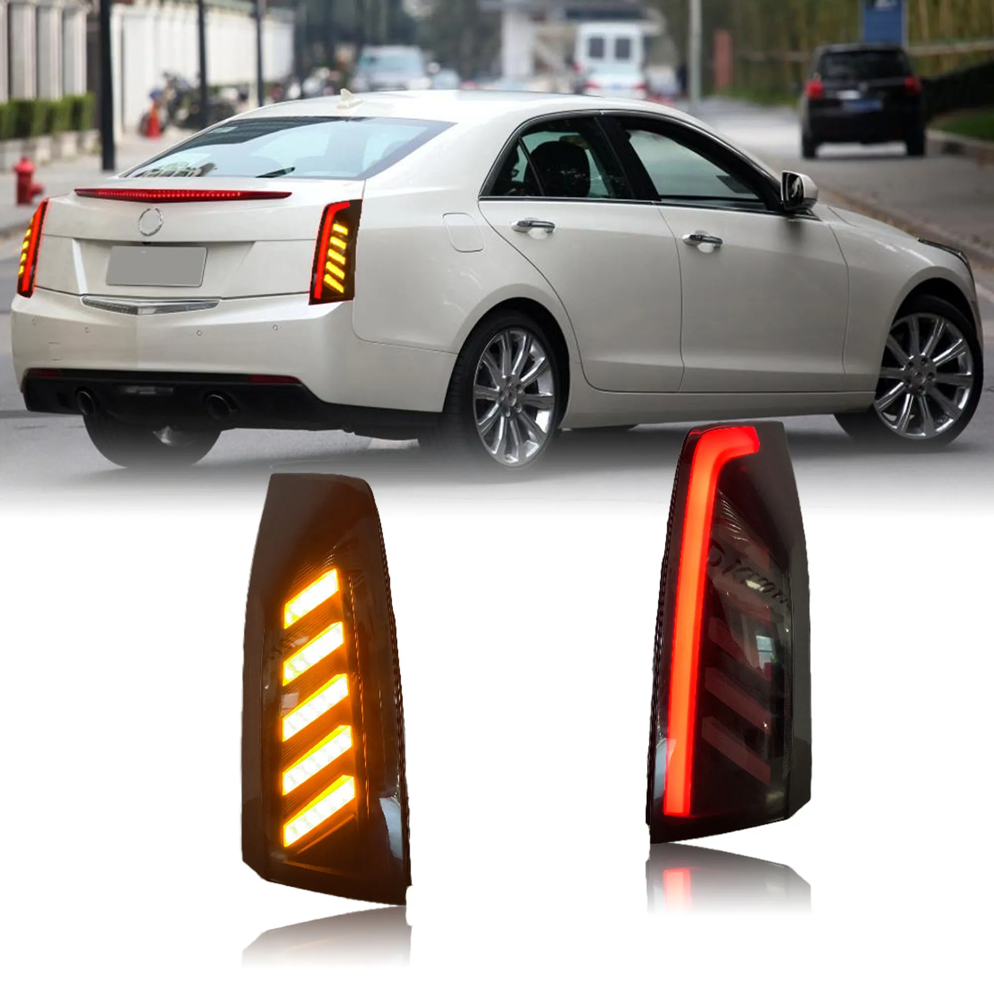 

Hot Sale for Cadillac Ats 2014-2017 Led Tail Lights With Dynamic Animation Red Car Rear Tail Lamp Accessory