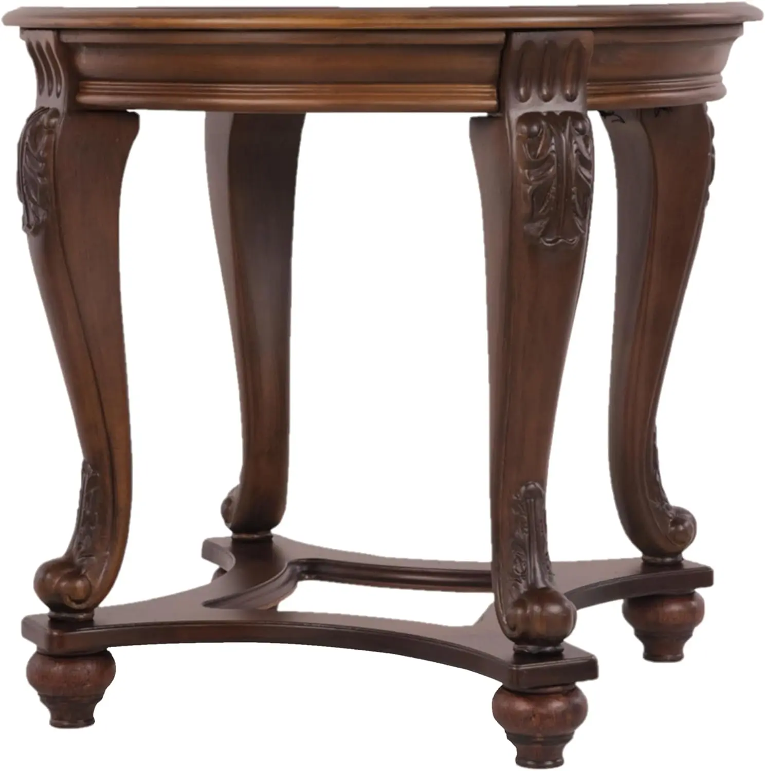 

Traditional Round End Table, Dark Brown