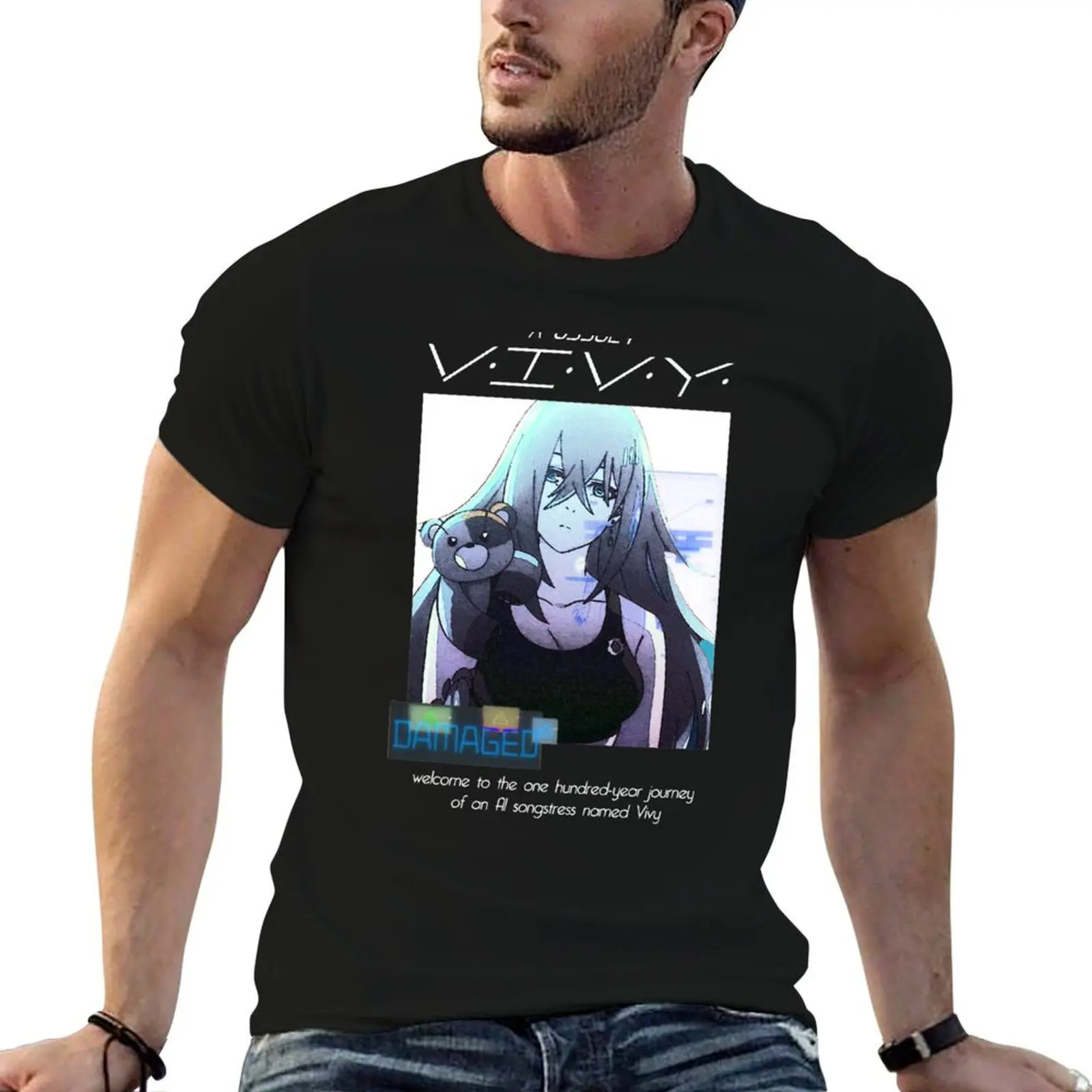 

man t Anime man Vivy: men shirts T-Shirt Fluorite t Manga V1 Eyes ''DAMAGED'' Song casual graphic for shirts