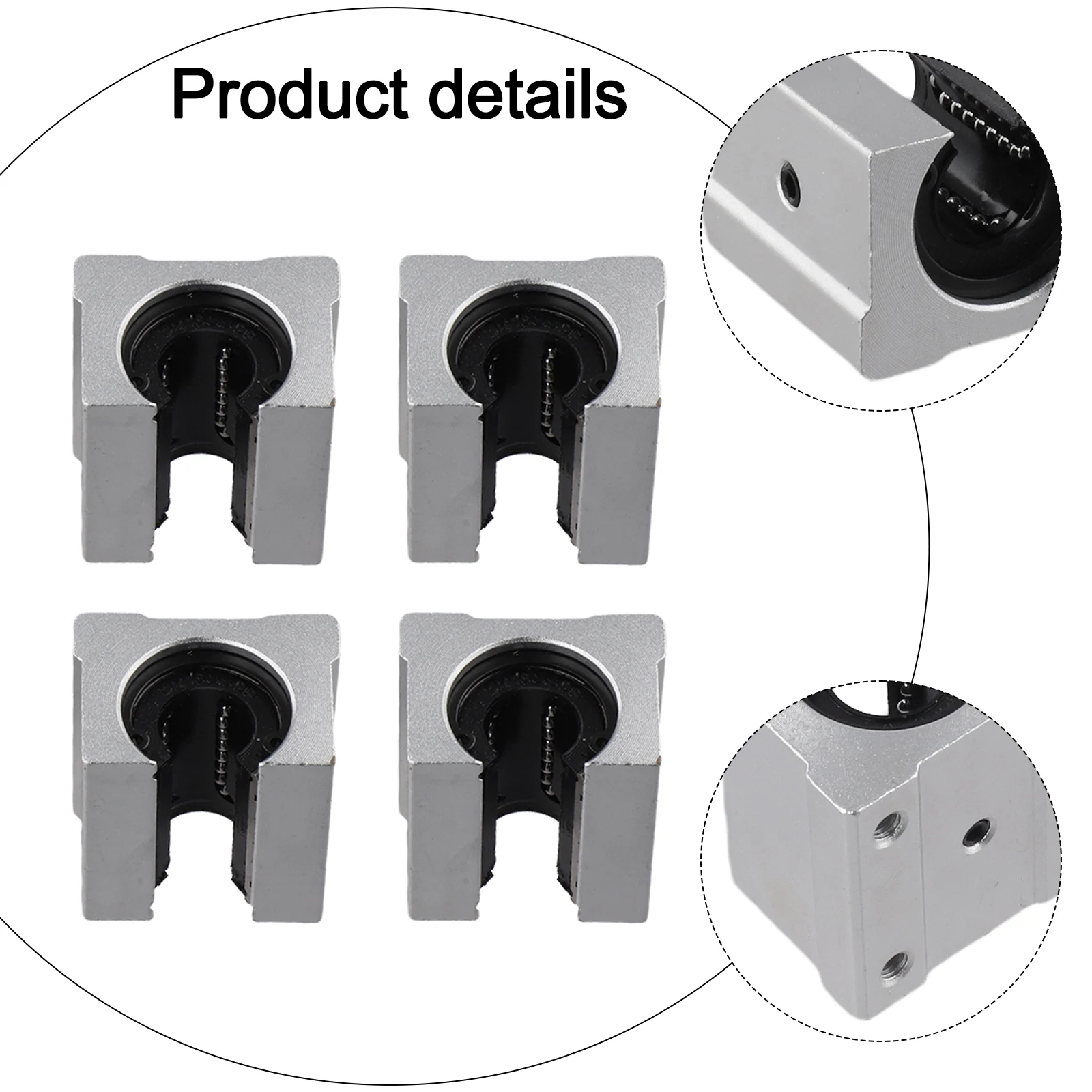 4Pcs SBR16UU Linear Ball Bearing Blocks, Aluminum Alloy Pillow Slide For 16mm Guide Rail, Low Friction For CNC Router
