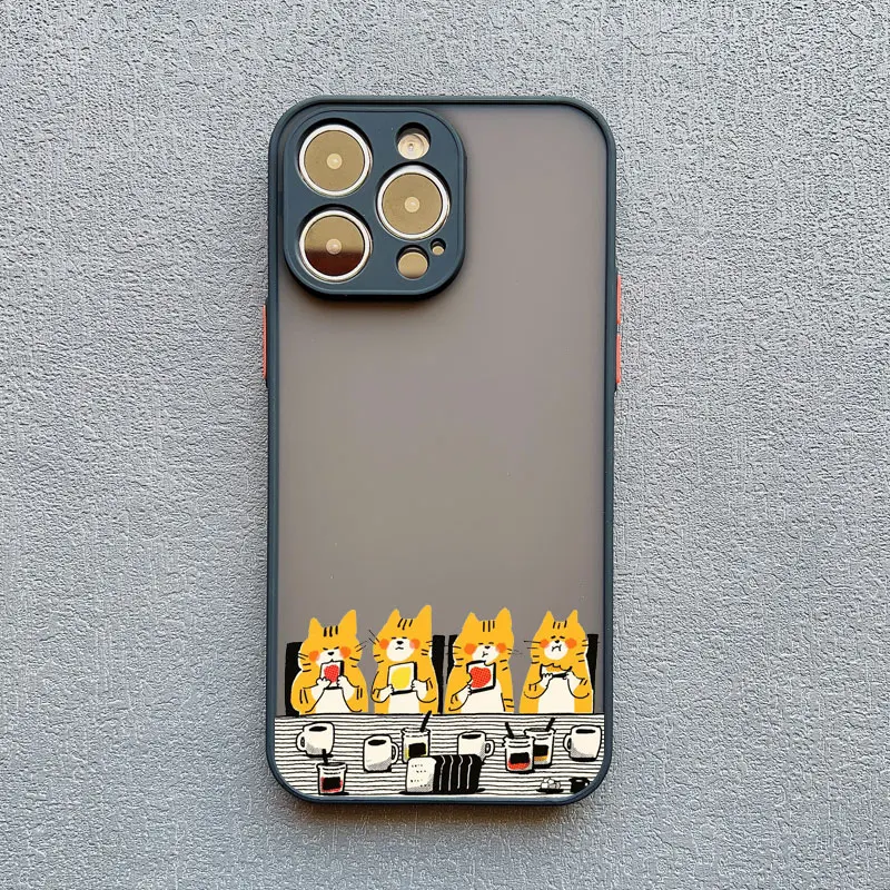 Niedliche Cartoon-Katzen-Illustrations-Handyhülle für iPhone 17 16 15 Pro Max Hüllen iPhone 14 13 12 11 Pro Max Mini XS XR X 16 PlusCover – Detail 3