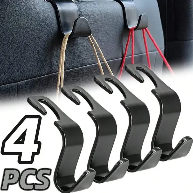 2/4 Car Headrest Storage Hooks - Multifunctional organizer for rear seats, seat belt fastening, perfect for travel essentials an