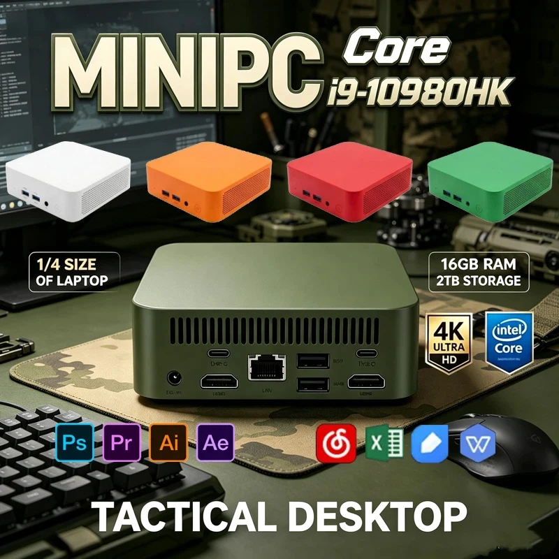 Vibrant Pocket Mini PC Intel I9-10980HK,16GB+2TB NVMe SSD Win11 WiFi6 BT5.2,Workstation for Gaming,Home Office & Live Streaming