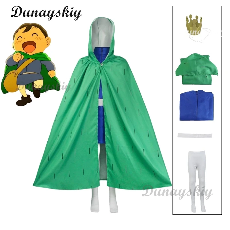 

Топ в стиле аниме, леггинсы и зеленый плащ, костюм для косплея, плащ с поясом, корона Bojji, аниме для мужчин, женщин, мальчиков и девочек, вечерние на Хэллоуин по индивидуальному заказу