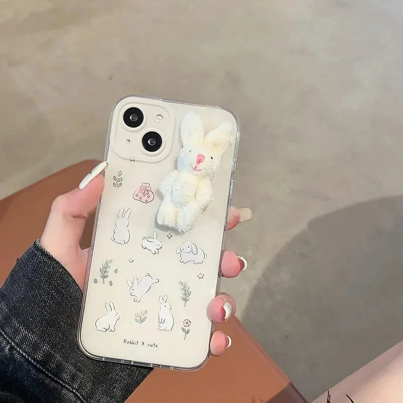 TD165 lint Rabbit For Samsung Galaxy S9 S10 S20 S21 FE S22 Plus S23 ULTRA  A52 A72 A12 A32 Case DIY TPU Soft Cover