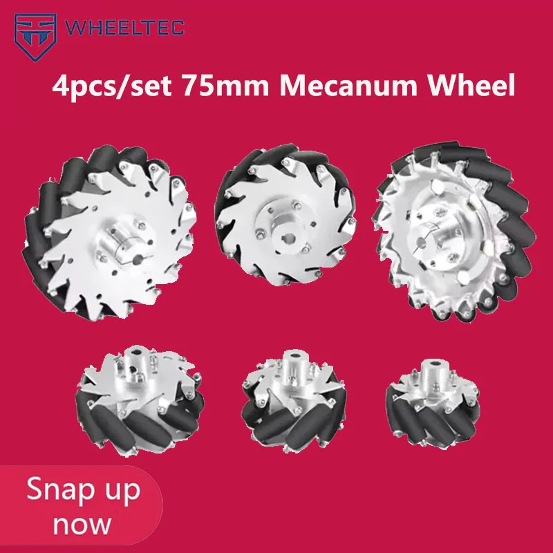 4pcs/set 75mm Mecanum Wheel Aluminum Alloy Metal Omni-directional Wheel for Arduino Raspberry Pi DIY Robotic Car