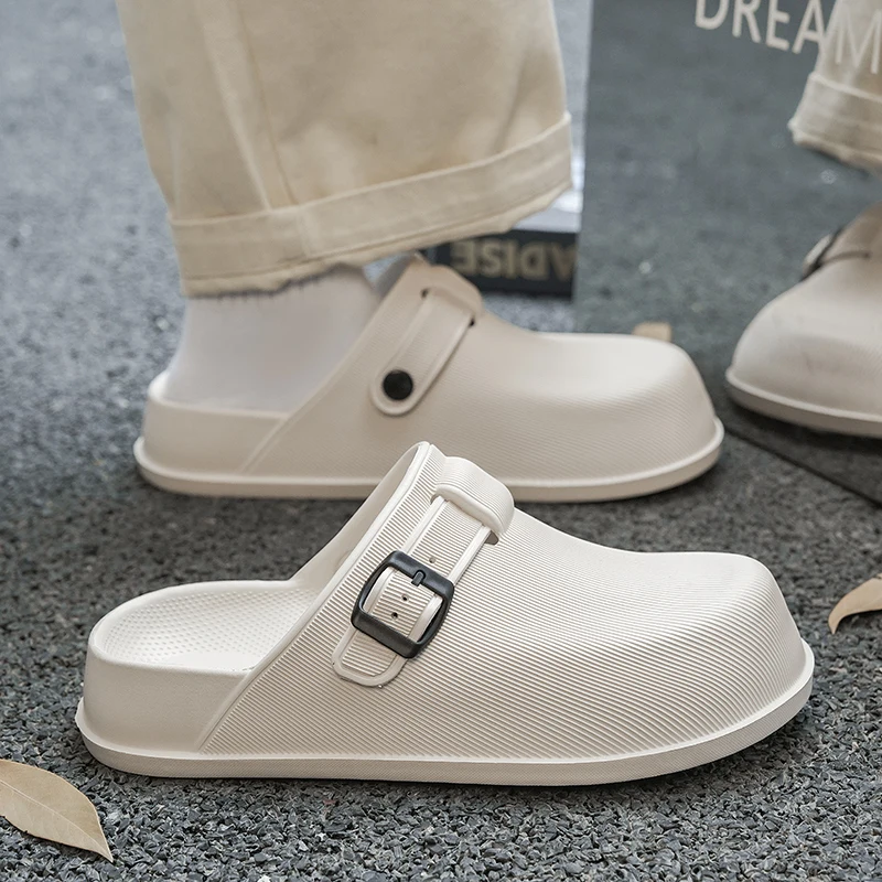 

Summer Couple'S Soft Bottom Anti Slip EVA Slippers Minimalist Solid Color Sandals Waterproof And Oil Resistant Indoor Slippers