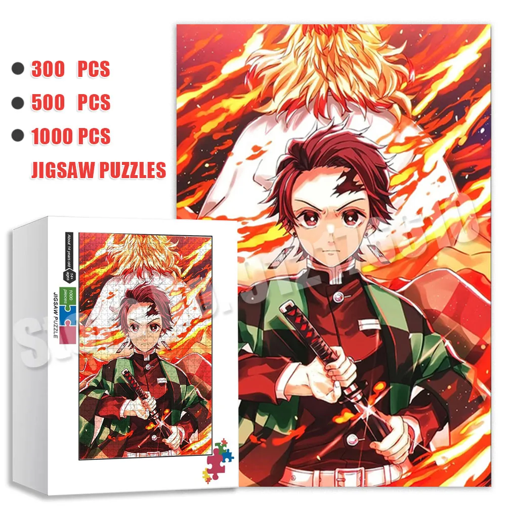 Demon Slayer Jigsaw Puzzle 1000/500/300 Pieces Puzzle Game Assembling Kamado Tanjirou Puzzle Toys Kids Gift Home Games Toys