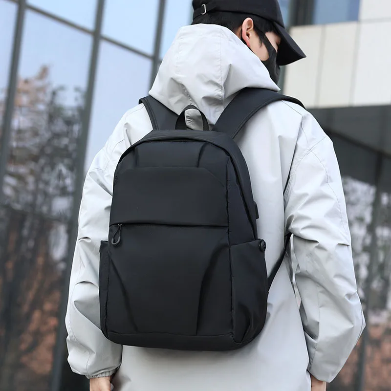 15 Inch Men And Women Universal School Bag Leisure Solid Color Outdoor Sports Shoulder Bag Large Capacity Travel Laptop Backpack