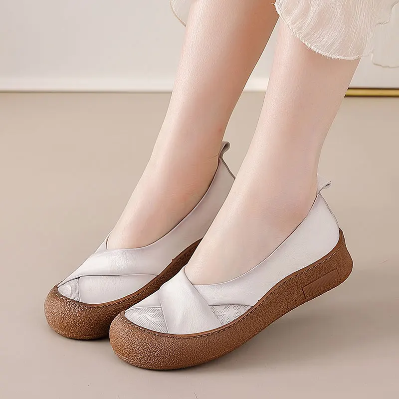 New Unique Oxford Shoes 43 44 Women's Split Leather Loafers Woman Orthopedic Moccasins Mother Designer Laced Daily Walking Flats
