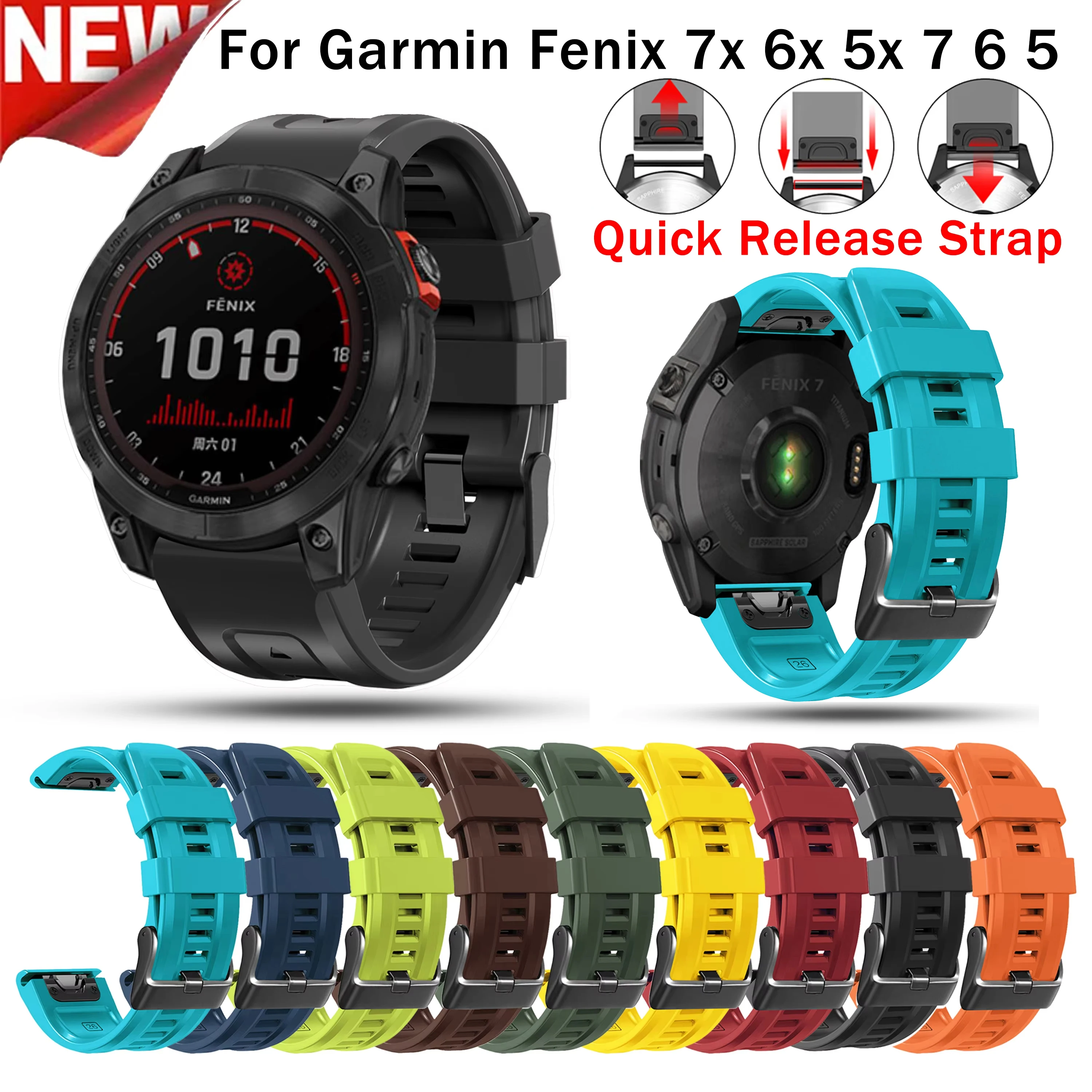 22mm 26mm Watchband For Garmin Fenix 7X 7 Smart Watch Silicone Band Fenix 6 6X Pro 5 5X Plus 3HR 935 Quick Easyfit Wrist Strap