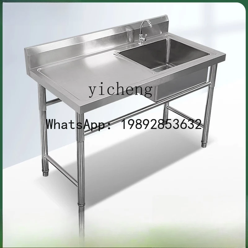 Stainless Steel Sink with Stand Kitchen Sink for Washing Dishes and Vegetables with Platform for Canteen
