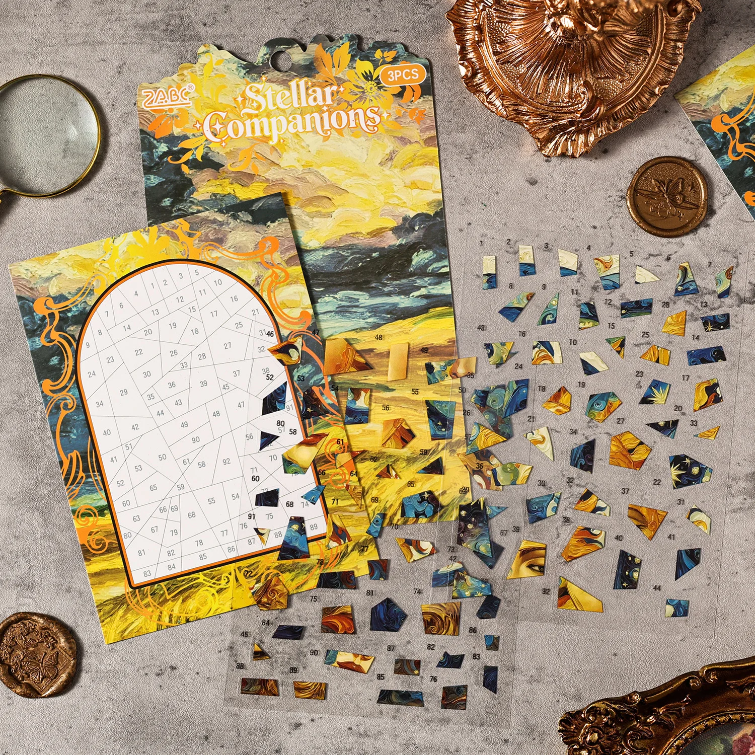 3D Dimensional Miniature Scene Stickers with Cosmic Wandering DIY Art Collage Material Adhesive Diary Stick Labels
