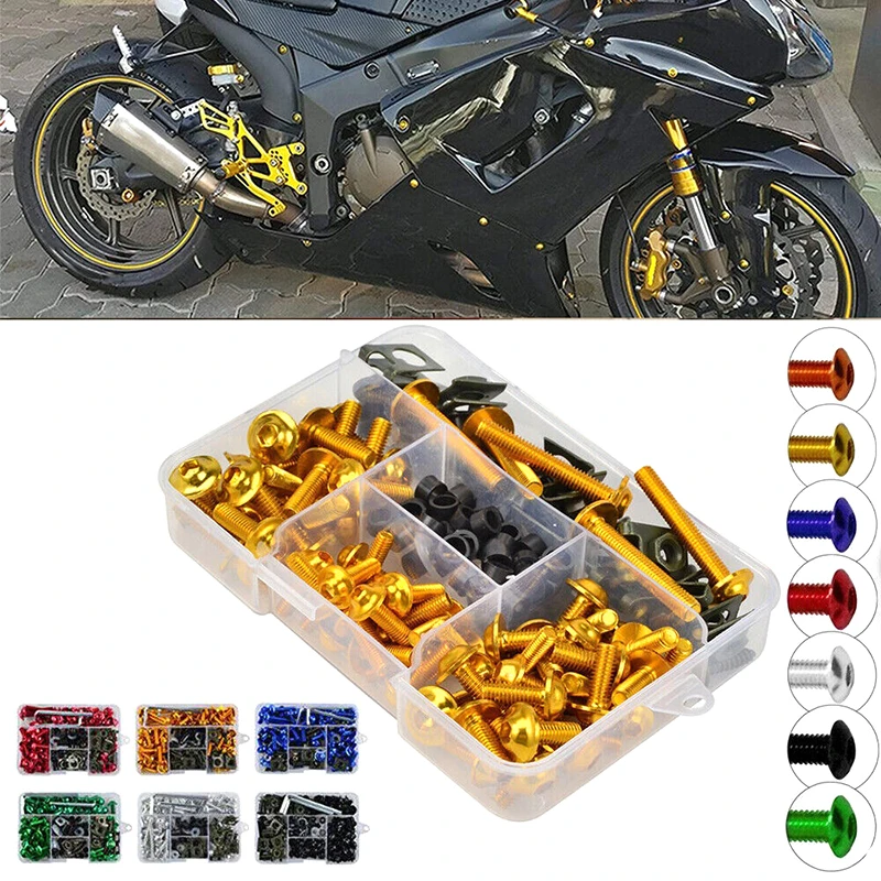 177Pcs Motorcycle CNC Alloy Fairing Bolt Screw Nut Kit For GSXR 600 750 1000 K1-K8 Z750 Z900 Z1000 Z800 400 300