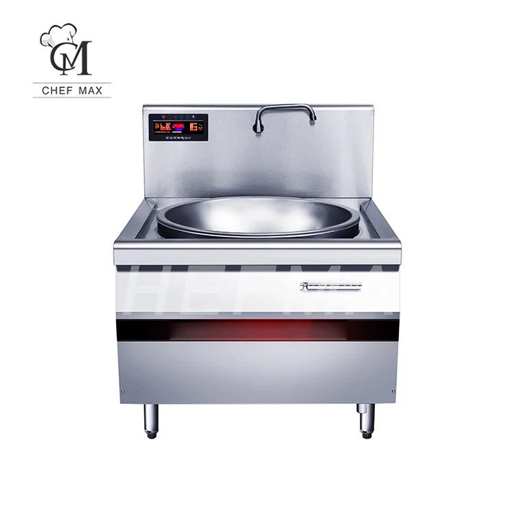 Chefmax Commercial Customized 20KW Vertical Large Concave Stir Fry Double Induction Wok Cooker Commercial