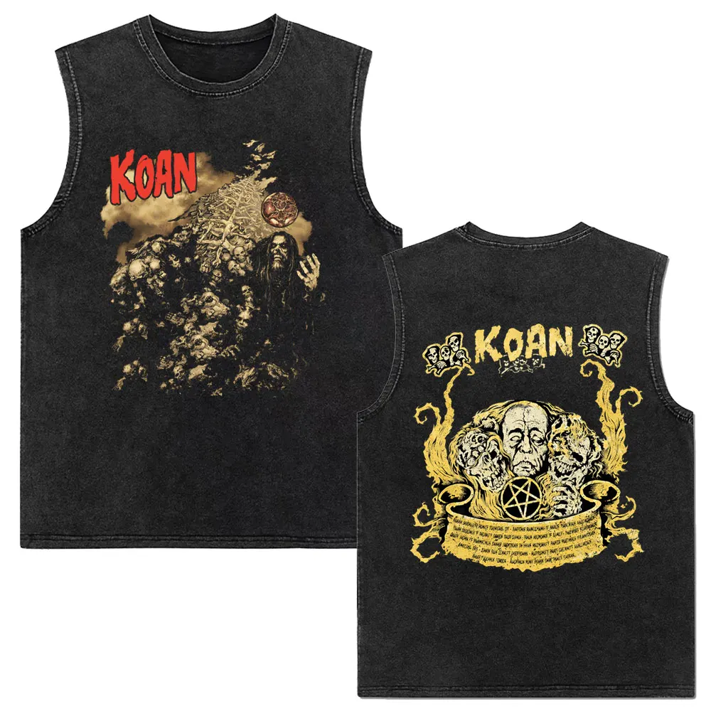 

Alternative Nu Metal Rock Band Korn Follow The Leader Skeleton Vintage Washed Tank Tops T Shirt Men Retro Sleeveless Vest Tshirt