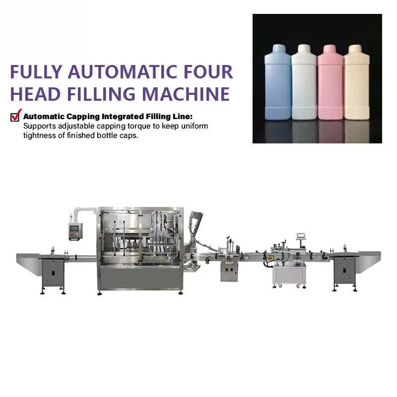 High Precision Control 4 Head Automatic Liquid Filling Machinery for Water Fertilizer Engine Oil Reduce Waste Efficient Factory