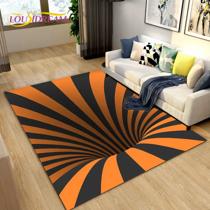 3D Vortex Illusion Area Rug,Carpet Rug for Living Room Bedroom,Abstract Geometric Optical Entrance Doormat Non-slip Floor Mat