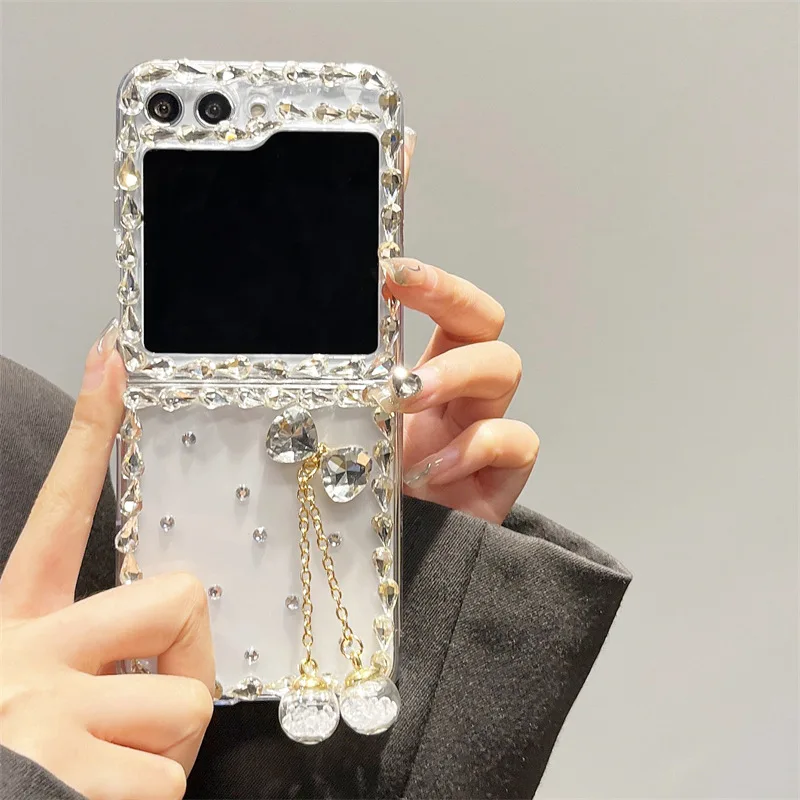 

Bowknot Diamond Phone Case for Samsung Galaxy Z Flip 3 Z Flip 4 Z Flip 5 Hard PC Back Cover for ZFlip5 Case Shell