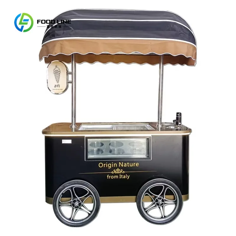 

Customized Romantic Selling Style Churros Cart for Salemobile Gelato Ice Cream Cartice Cream Push Cart