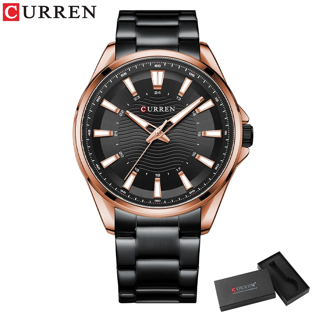 CURREN Klassische, schlichte Quarz-Armbanduhren aus Edelstahl, Herrenuhren der Modemarke mit leuchtenden Zeigern 3