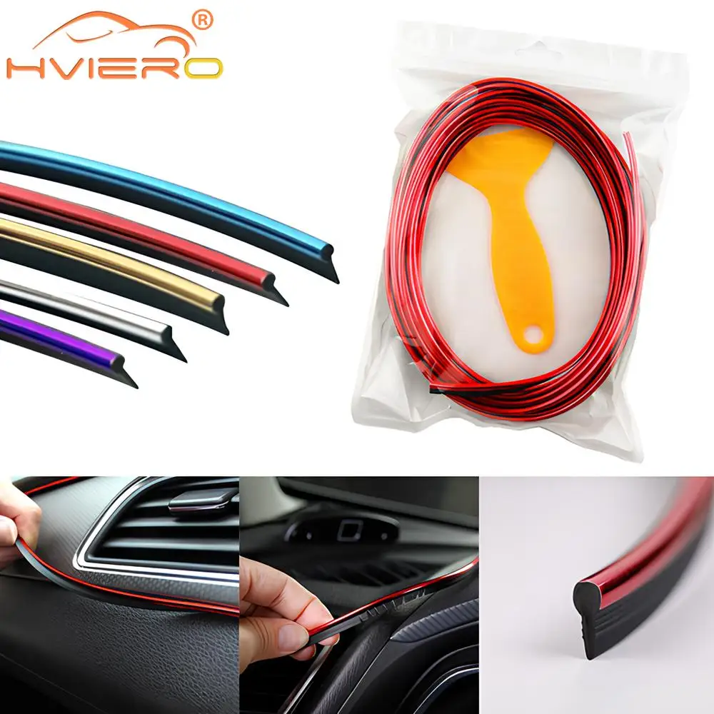 Car Moulding Decoration Flexible Strips 5M Interior Auto Mouldings Car Cover Trim Dashboard Door Edgein Car-styling Universal