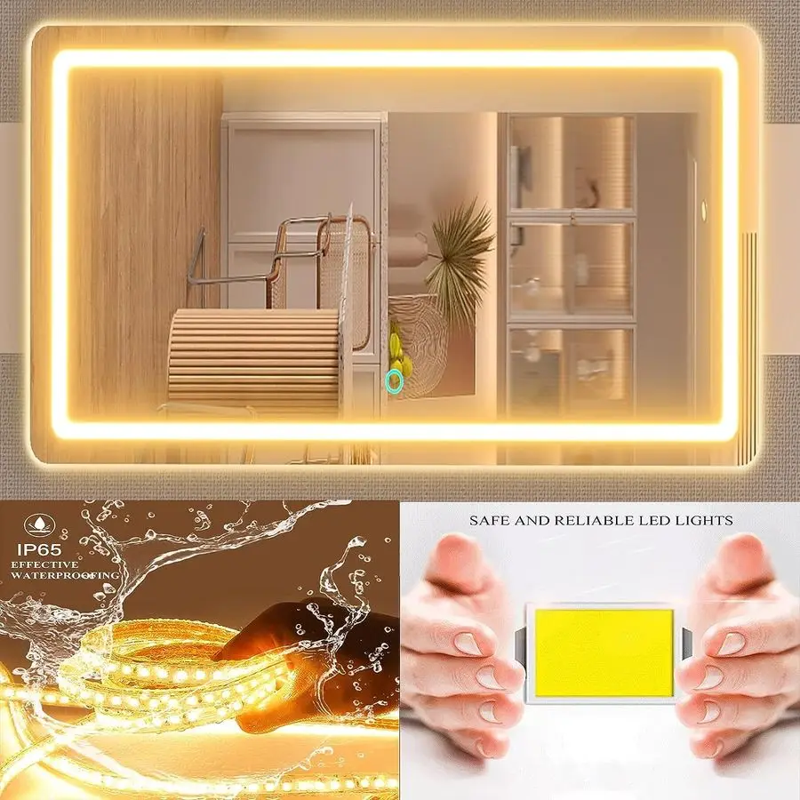 LED Makeup Mirror USB power connection showing cable routing and port location