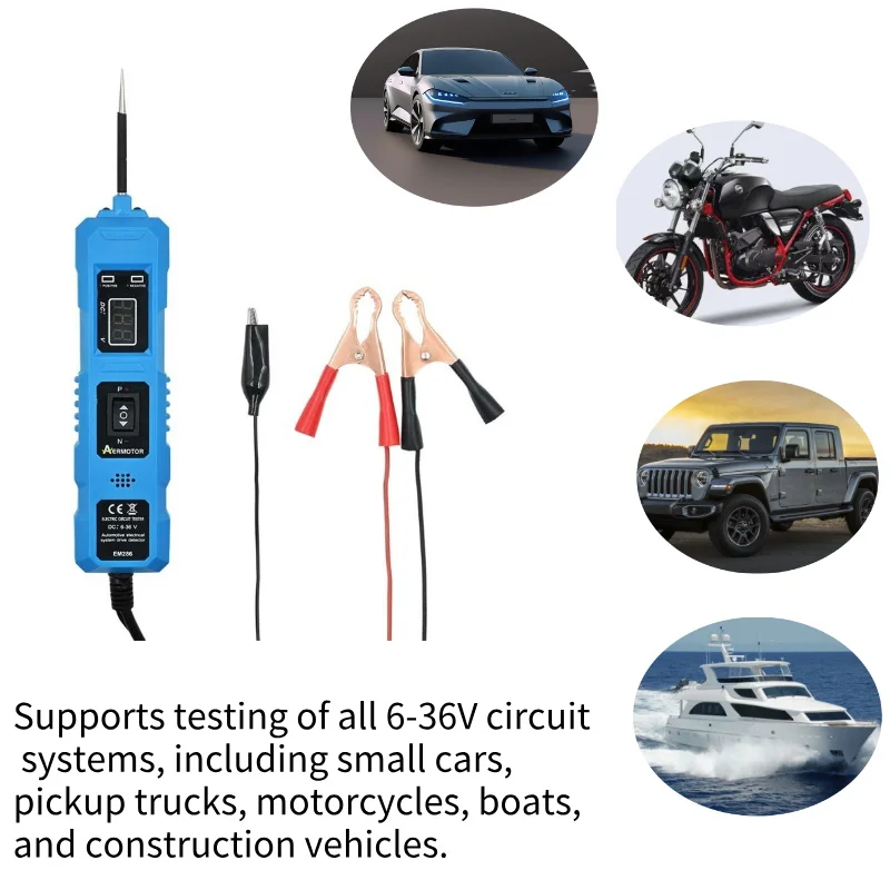 Automotive elektrische circuittester Auto-elektrische systeemtester Spanningsstroom Probe Kit LED digitaal display met verlichting 6V-36V