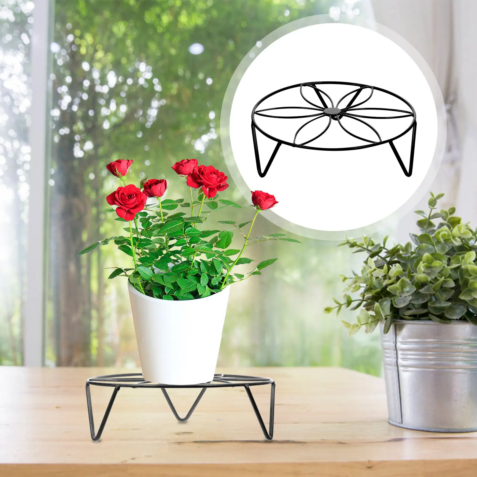 Iron Flower Stand Hollow Design Premium Texture Strong Stable Plant Shelf for Living Room Balcony Garden Indoor Floor Use
