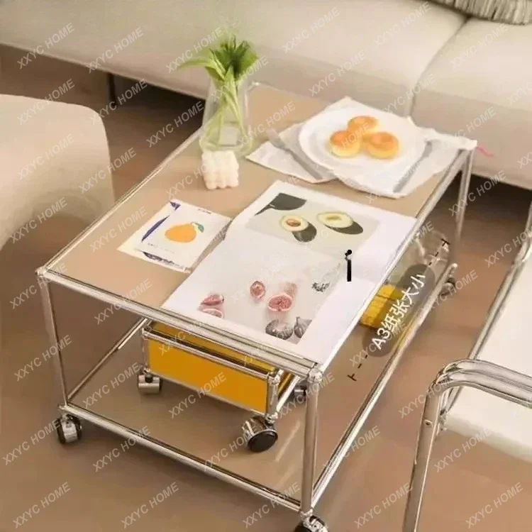 

MMedieval, modular coffee table rectangular stainless steel double-layer table simple modern small apartment household CQY