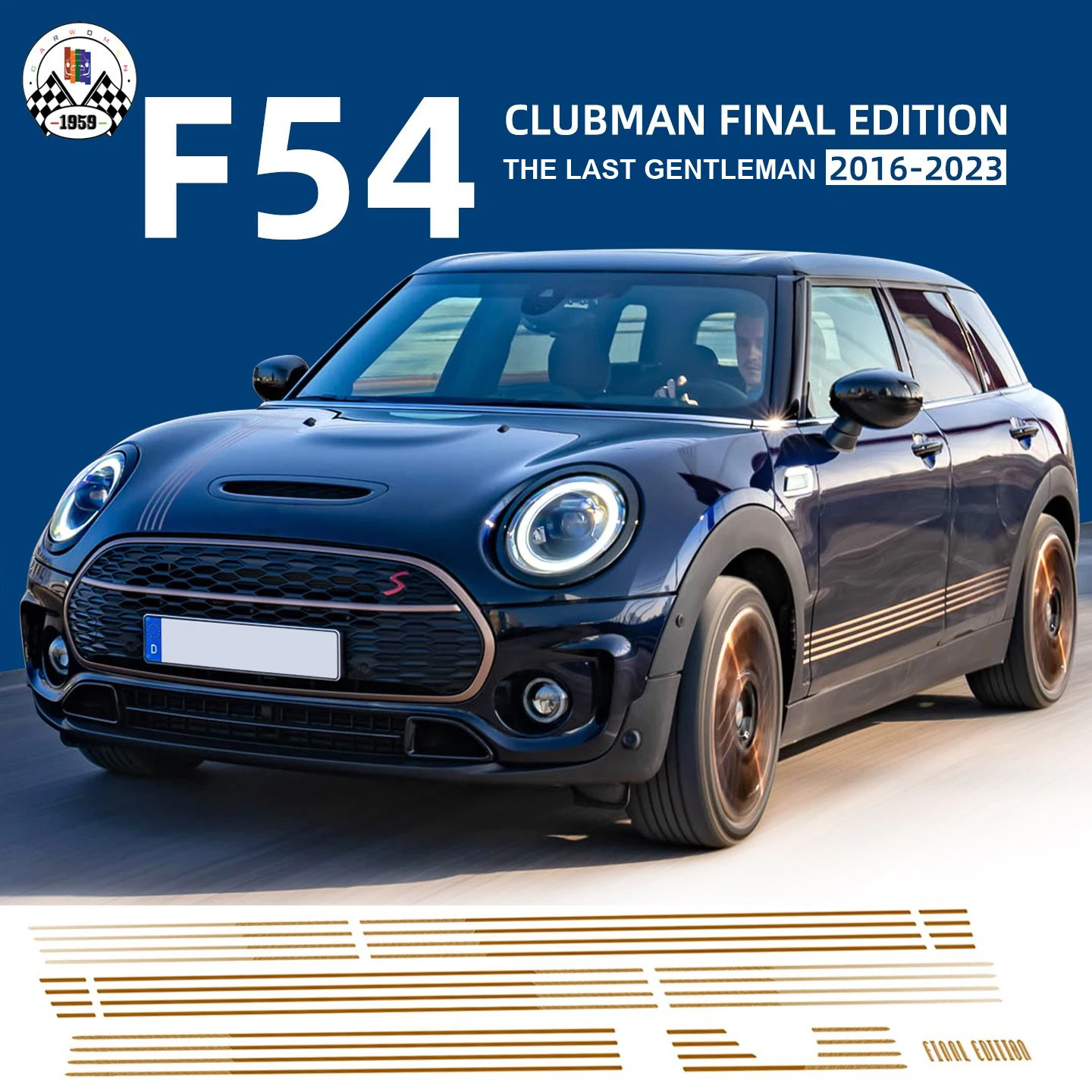 For MINI Clubman F54 Final Edition Style Stripe Decal Kit Vinyl Screen Printed Bonnet Body Side Rear Door Set 2016-2024