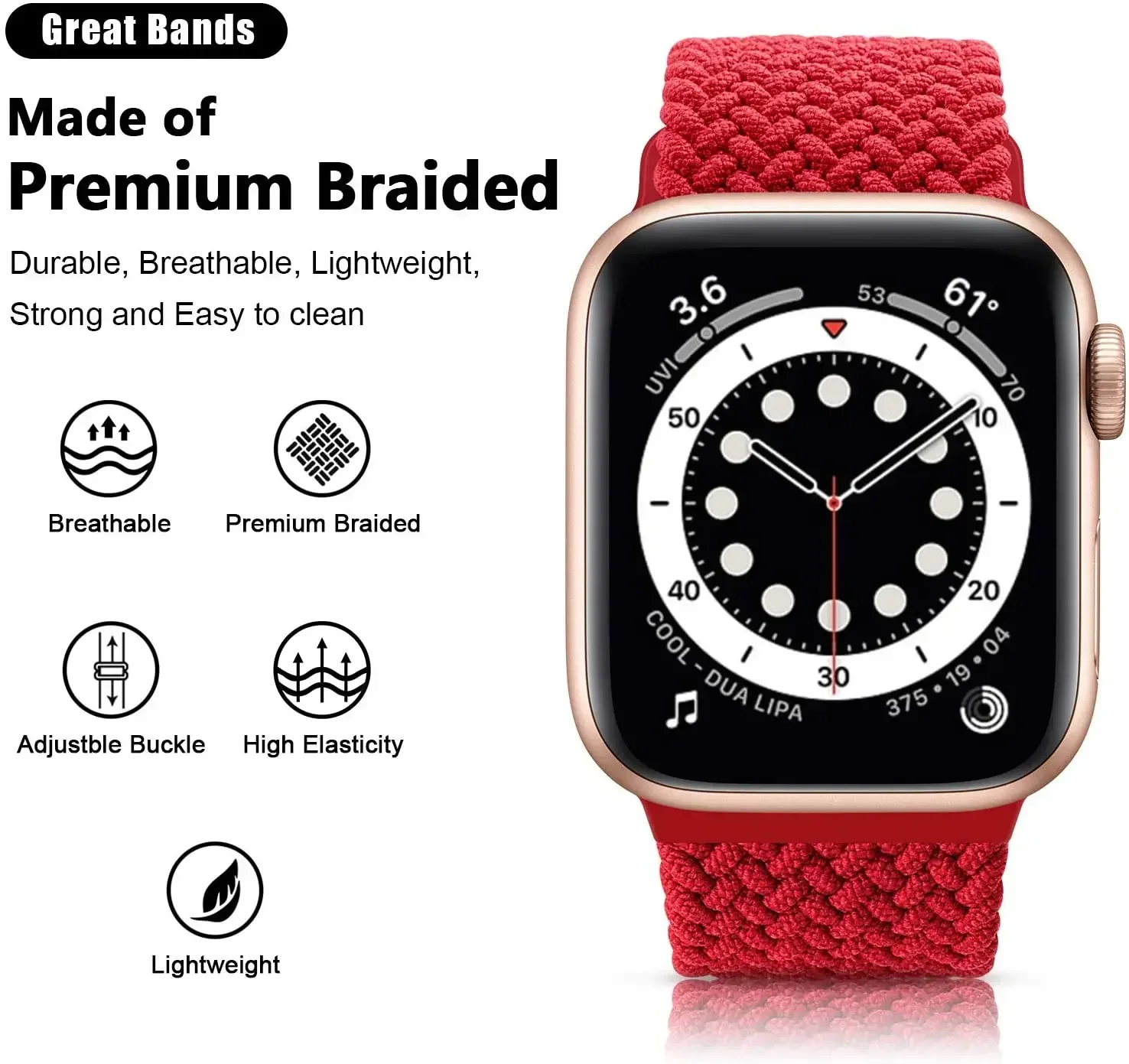 Elastisches Nylon-Armband für Apple Watch Ultra Band 40mm 44mm 41mm 38mm 49mm 45mm Geflochtener Solo Loop IWatch Series 9 8 7 3 Se Armband – Detail 6