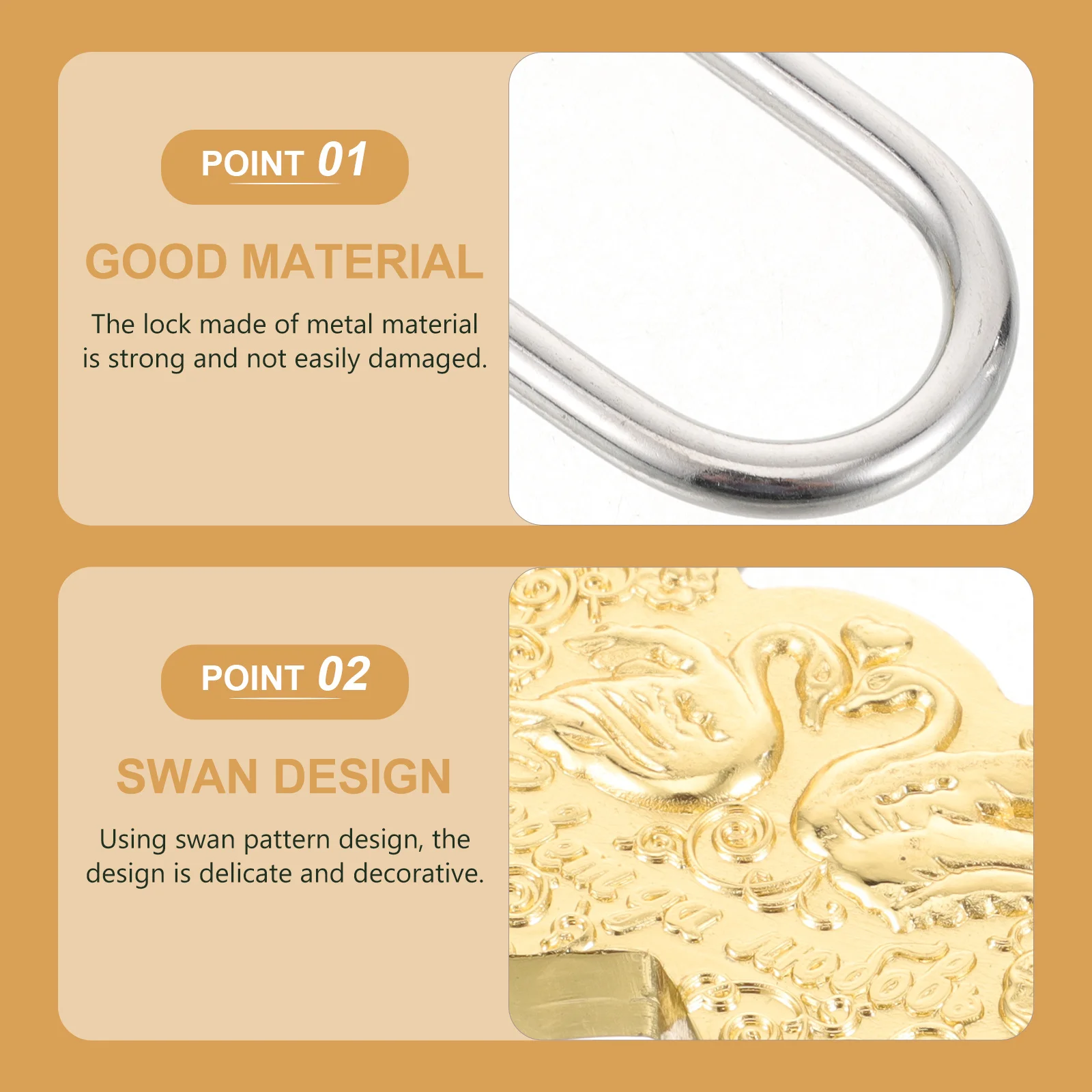 

Vintage Swan Pattern Metal Decorative Padlock Durable Wish Lock For Lovers Wedding Travel Anniversary Personalized Lock Tool