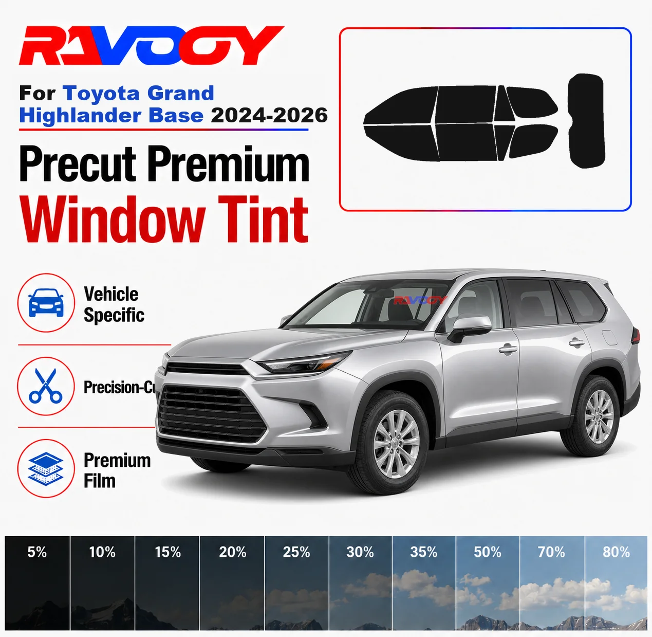 Privacy Screen Protector - Zestaw folii okiennych premium, wstępnie przycięty,