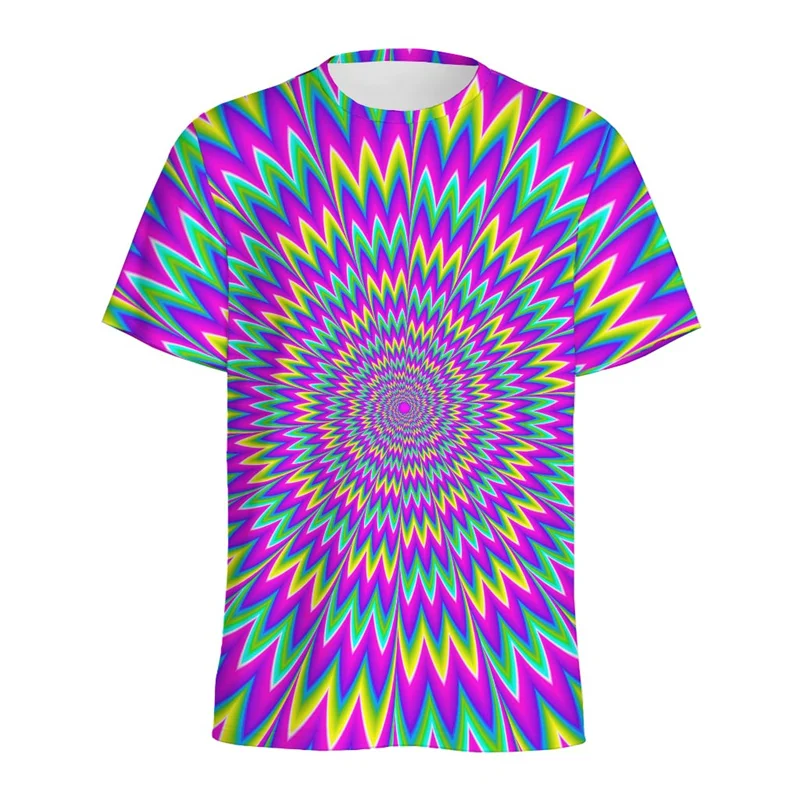Summer Dizziness Vortex 3D Print T-Shirts Streetwear Men Fashion Oversized O-Neck Short Sleeved T Shirt Tees Tops Clothing
