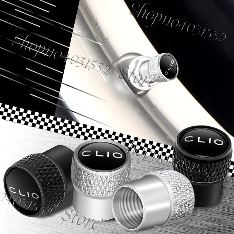 4Pcs Car Decor Metal Wheel Tire Valve Caps Tyre Stem Covers Airdust Waterproof For CLIO Logo 2 3 4 5 Accessories