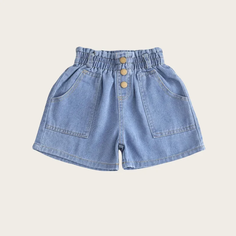 Girls Denim Elastic Waist Shorts 3