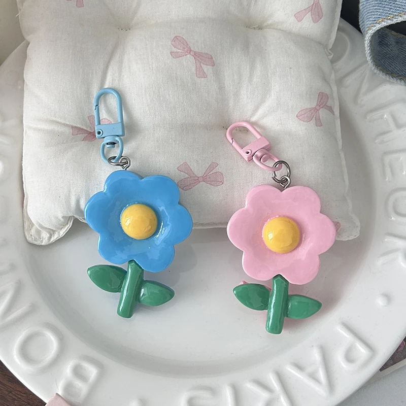 Cute Colorful Flower Keychain Flower Fashion Pendant Lovely Flower Keychain Backpack Decoration Couple Gifts