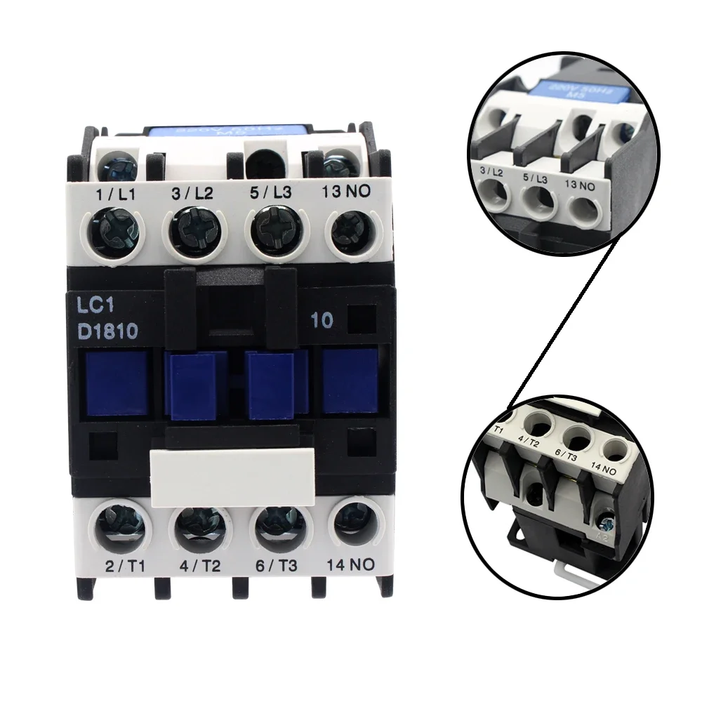 ManHua AC Contactor 220V LC1-D18 18A Electrical Contactor Din Rail Mounted 3P+NO Normal Open
