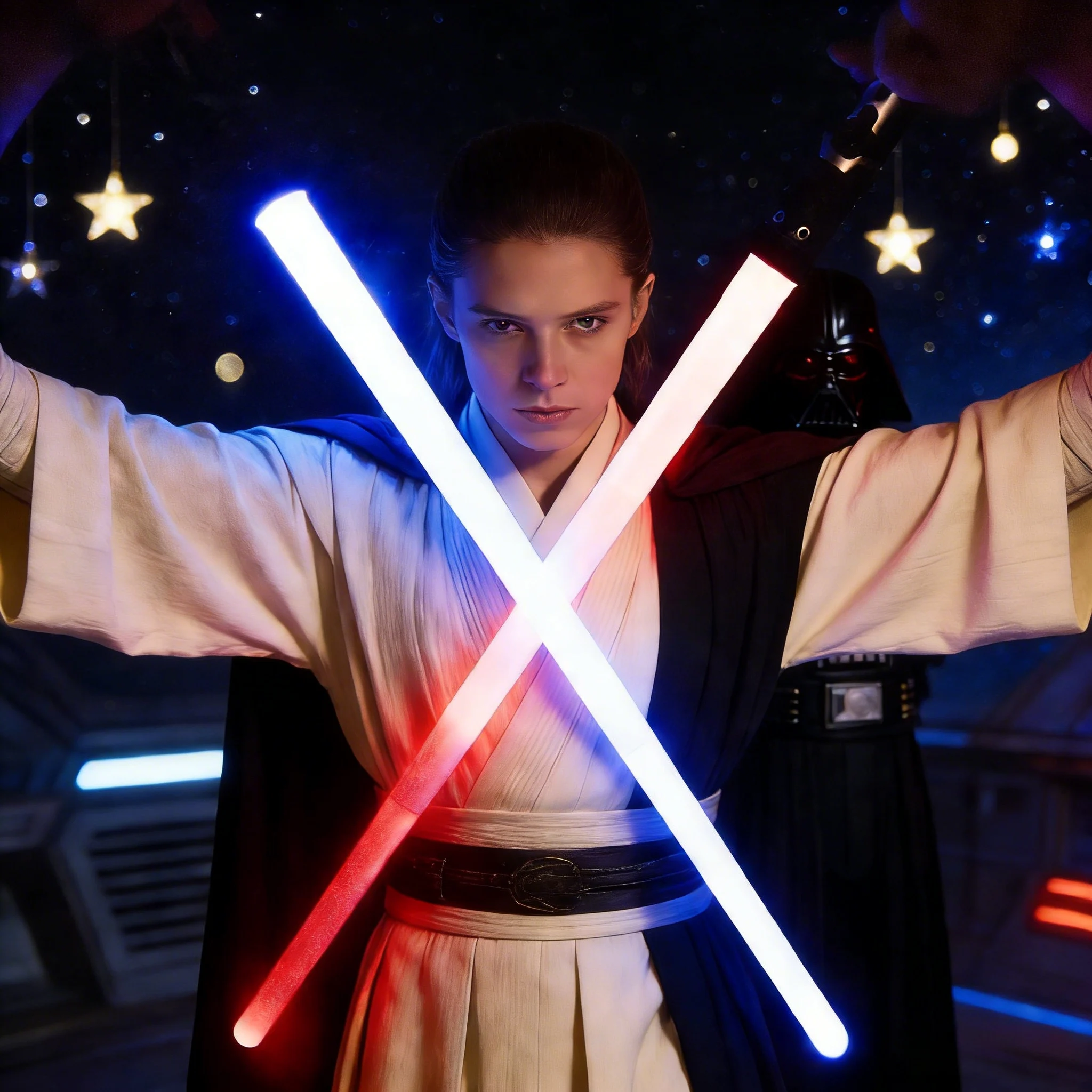 

2Pcs Glowing Laser Sword - 7 Colors RGB Lightsaber, Telescopic Double Sided Saber, Sound & Light Toy for Stage Performance