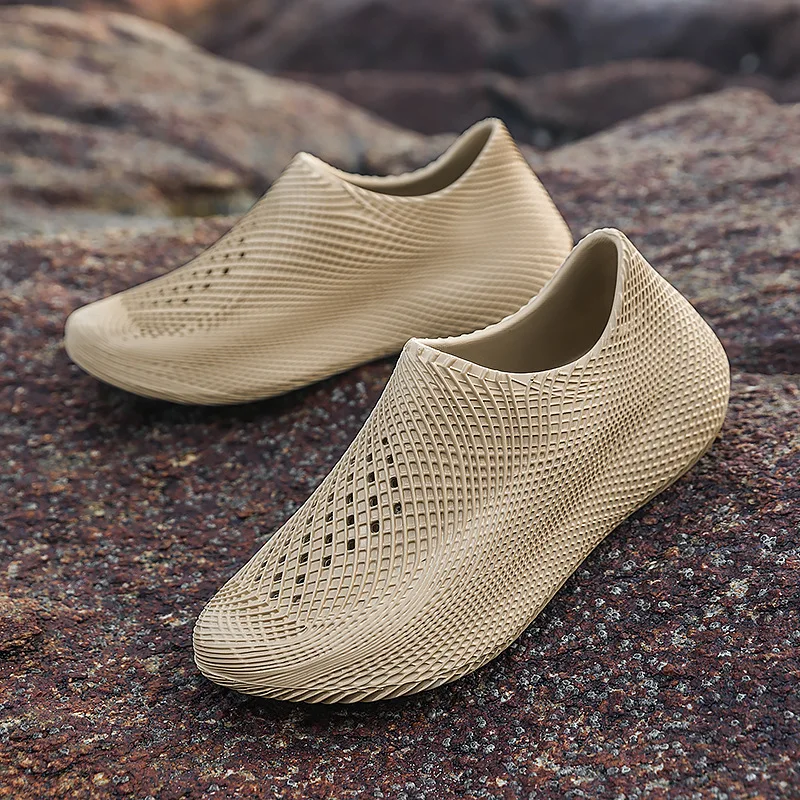 Men's Thick Sole Water Shoes Quick Dry Barefoot Aqua Socks Anti Slip Rubber Outsole Breathable Mesh Slip-Ons for Swimming Hiking