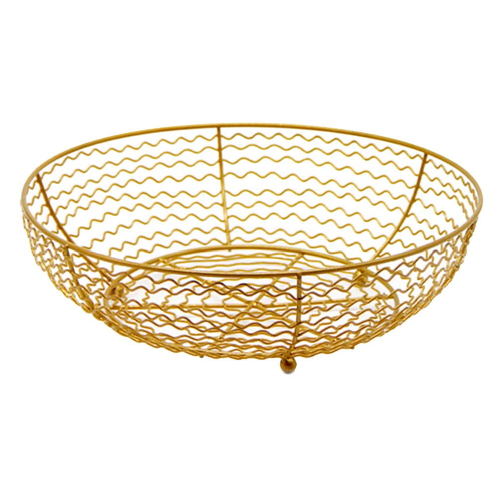 

European Style Iron Fruit Desktop Basket Basket for Kitchen Decor Wire Storage Vegetable Tray Bread Serving Container