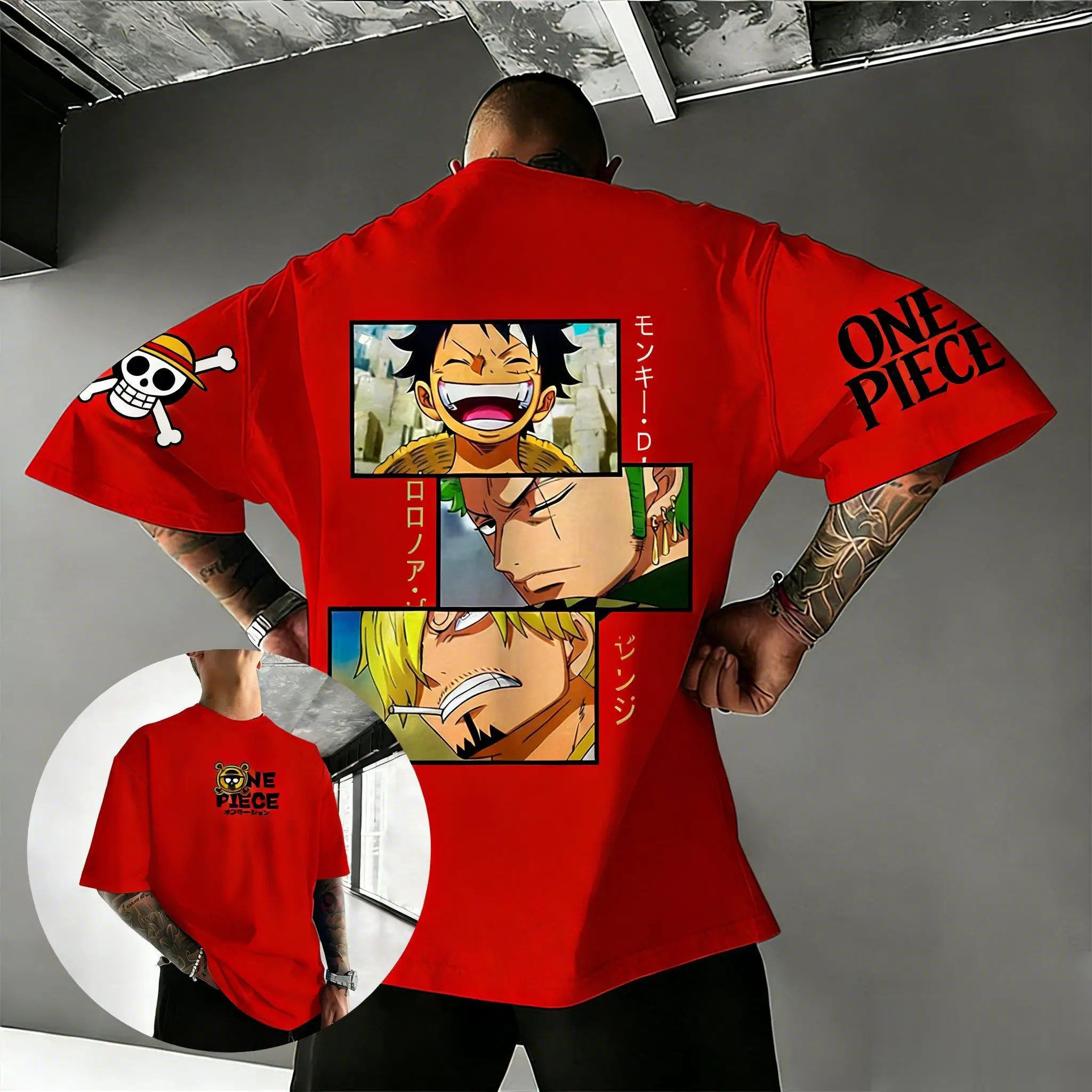 

Loose Cotton Casual Streetwear Tops One Piece Anime Luffy Zoro Sanji Graphic T-Shirt Men Women Short Sleeve Tee 2026 Summer Y2K